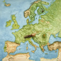 well drawn highly detailed map of a large fantasy continent minimal bodies of water, emphasized elevation, styled like a j. r. tolkien map, oil painting