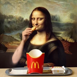 a woman eating at mcdonalds by leonardo da vinci