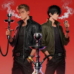 two cyberpunk hyperrealistic figures smoking hookah official fanart behance hd artstation by jesper ejsing, by rhads, makoto shinkai and lois van baarle, ilya kuvshinov, ossdraws