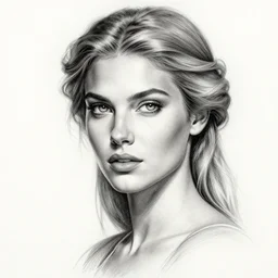 realism tattoo sketch of candice swanepoel as a beautiful greek goddess aphrodite with piercing eyes wearing a laurel wreath and triangle earrings, in the style of greg rutkowski, amazing detail