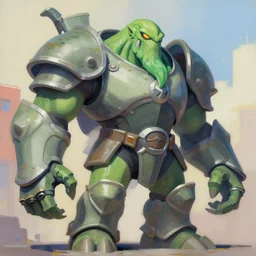 greg manchess portrait painting of a huge armored cthulhu as overwatch character, medium shot, asymmetrical, profile picture, organic painting, sunny day, matte painting, bold shapes, hard edges, street art, trending on artstation, by huang guangjian and gil elvgren and sachin teng