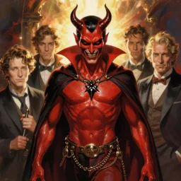 red demon evil vampire art by frank frazetta, artgerm, michael whelan, chris riddell, greg rutkowski