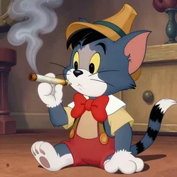 figaro the cat from the animated film pinocchio smoking a joint, 4 k