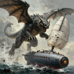 a cinematic poster with an airbeast attacking an airship, highly detailed, digital painting, artstation, concept art, sharp focus, illustration, art by artgerm and greg rutkowski and gustave dore