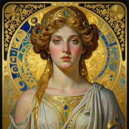 hyper realistic painting of the goddess athena, art deco, art nouveau, hr giger, bussiere, gustav klimt, extremely detailed, intricate border