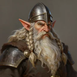 a detailed portrait of a holy dwarf cleric wearing helmet, he has the world's longest braided beard, infinite beard length, giant beard, wearing a war - helmet, by justin gerard and greg rutkowski, digital art, realistic painting, dnd, character design, trending on artstation