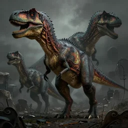 hyper detailed ultra sharp photorealistic portrait of dinosaurs, somber gothic aesthetic, masterpiece, elite, illustration, art by melissa houpert, felix englund, greg rutkowski, organic matte painting, bleak color palette, hard edges, smooth, artstation trending 8 k
