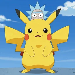 rick from rick and morty dressed as pikachu, highly detailed, anime art, 8 k