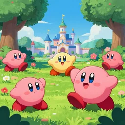 digital painting of scene from kirby star allies by hieronymus bosch