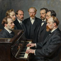 partial hallucination : six apparitions of lenin on a piano, surreal art, deep impasto, oil painting