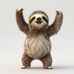 a beautiful portrait render of a sloth dancing with joy, full body art, trending on ArtStation