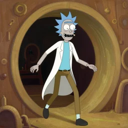painting of rick sanchez entering a portal by Leonardo Da Vinci
