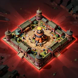 anime style art hd detailed naruto village style red square