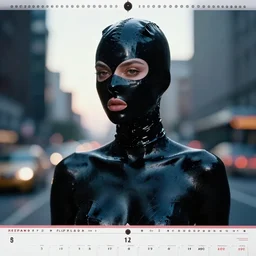 beautiful female body silhouette, beautiful portrait, photography by amy leibowitz and filip fedorov, black latex female balaclava, female calendar, body painted with black fluid, urban city photography, close up portrait, cinematic still, film still, magic hour, dark mood, fashion portrait, cold colors, sony, kodak, long exposure, akira style