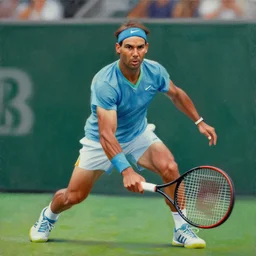 a painting of tennis player nadal