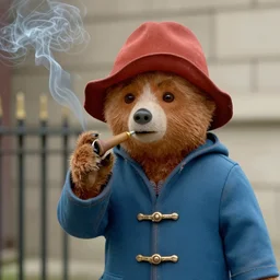 paddington bear smoking a doobie