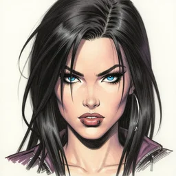 portrait of a badass punk girl, drawn by mike mignola!!, comicbook art, perfect eyes, shadows, pencilled, great colors, masterpiece