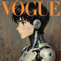 anime automata vogue, intricate oil painting by john singer sargent, trending on artstation, side profile