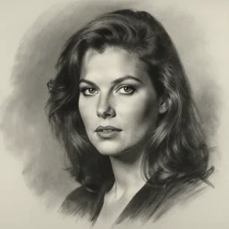 charcoal portrait of Britt Ekland by Mandy Jurgens and Richard Schmid