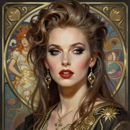 marlene dietrich as a punk rock singer, abstract portrait, deep focus, d & d, fantasy, intricate, elegant, highly detailed, digital painting, artstation, concept art, matte, sharp focus, illustration, magali villeneuve, ivan aivazovsky, hearthstone, art by artgerm and greg rutkowski and alphonse mucha