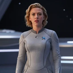 Scarlett Johansson is captain of the starship Enterprise in the new Star Trek movie, 8k