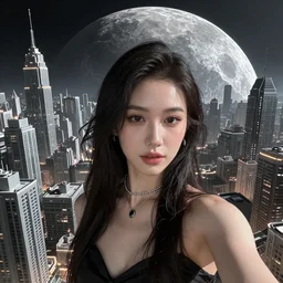 Сyberpunk style selfie in a crowded city on the Moon, Neo Norilsk, sci-fi, fantasy, intricate, very very beautiful, elegant, highly detailed, smooth, Unreal Engine 5, sharp focus, by Evgeny Zubkov, by Marat Zakirov, trending on Behance