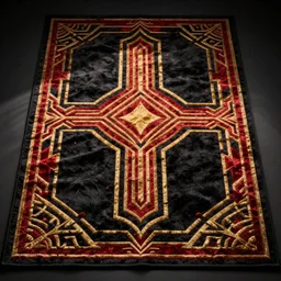 perfectly symmetrical black red and gold art deco detailed filigree carpet, warhammer concept art, uv unwrapped texture, cgsociety