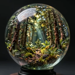 close up miniature magic lsd dmt trip forest in a magic sphere