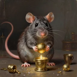 fantasy painting of a fortune telling rat