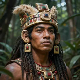 mayan ruler artists portrait wild jungle fantasy detailed digital painting beautiful face concept art sharp focus depth field blur illustration