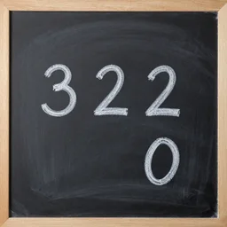 blackboard with numbers 3 2 2 0 written on it