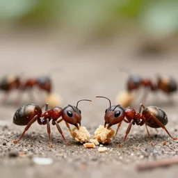 high quality presentation photo of cute anthropomorphic ants eating crumbs, photography 4k f1.8 anamorphic bokeh 4k Canon Nikon