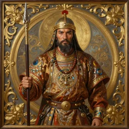 ornate oil painting as john madden as a mongol khan