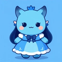 A Cute Kobold wearing a dress. visualartzi, korean, and blue image, Stanley Artgerm Lau, WLOP, Rossdraws, James Jean, Andrei Riabovitchev, Marc Simonetti, Yoshitaka Amano, digital art, artstation