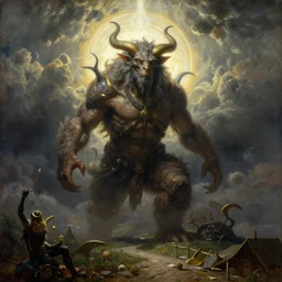 an ancient creature, by asaf hanuka, by caspar david friedrich, by zdzisław beksinski, soviet art, fine art, epic composition, divine, powerful, rim light, on path to enlightenment