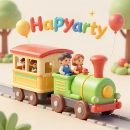 happy party train, high quality digital art, trending on artstation