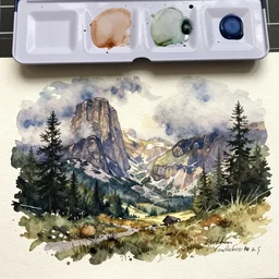 Fountain Watercolor sketch, highly detailded