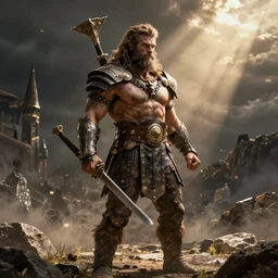 concept art conan the barbarian in valhalla in the style of prometheus