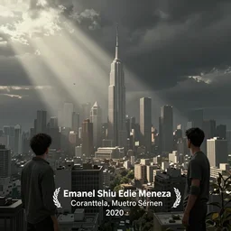 concept art of a cityscape by emmanuel shiu and eddie mendoza, atmospheric, detailed, matte, godrays