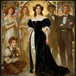 sargent and leyendecker and greg hildebrandt highly detailed portrait of a woman with long hair, wearing a black and white velvet gown, stephen bliss, unreal engine, by greg rutkowski, loish, ferdinand knab, ilya kuvshinov, rossdraws, tom bagshaw, alphonse mucha, global illumination, radiant light, detailed and intricate environment