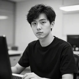 discord moderator as gigachad, black and white, photorealistic photo
