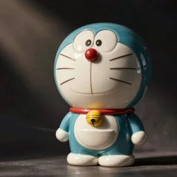 porcelain kintsugi doraemon shaped figure