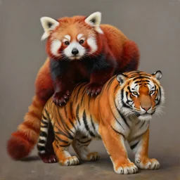 highly detailed painting of an anthropomorphic anthropomorphic half red panda half man tiger creature by william turner, by greg rutkowski, by william constable, photorealism, 4 k resolution
