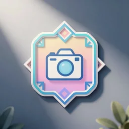 cute cyberpunk style emblem, vibrant pastel colors, corporate logo, art deco, stylized, iconic, minimalist, vector art, 🧒 📸 🎨