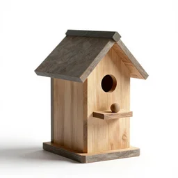 low-poly bird house, photorealistic, isolated on a pure white background, centered, entire object in frame, sharp focus, soft studio lighting
