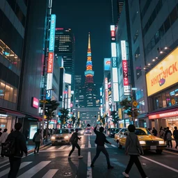 cyberpunk city street wide angle view, tokyo, volumetric lighting, fight happening, trending artstation, concept painting,