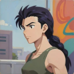 greg manchess portrait painting of yoko littner from gurren lagann as overwatch character, medium shot, asymmetrical, profile picture, organic painting, sunny day, matte painting, bold shapes, hard edges, street art, trending on artstation, by huang guangjian and gil elvgren and sachin teng
