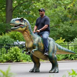 steve harvey riding a dinosaur in central park