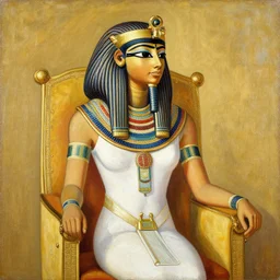 an painting of an egyptian queen on her throne, painted by esben lash