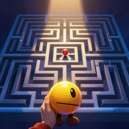 pac - man maze first person view